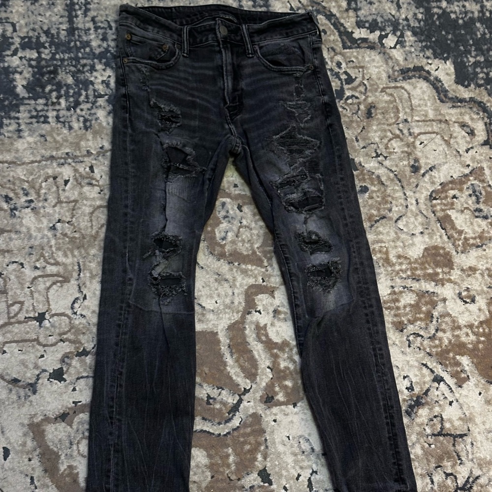 American Eagle Outfitters Charcoal Distressed Skinny Jeans
